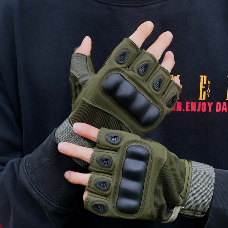 Outdoor Hunting Gloves - ถุงมือยุทธวิธีกลางแจ้งแบบครึ่งนิ้ว สำหรับเพนท์บอล แอร์ซอฟต์ ยิงปืน ล่าสัตว์ ป้องกันการลื่นไถล