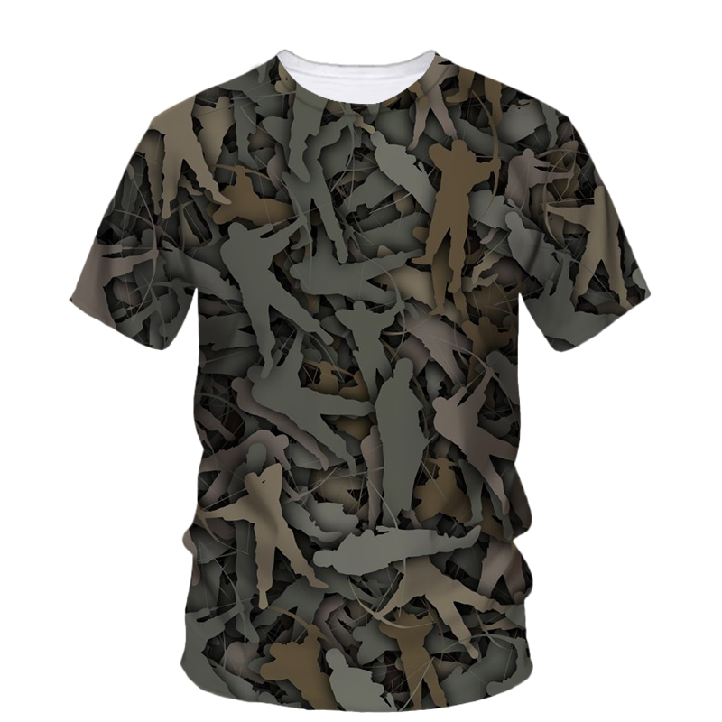 Outdoor Hunting Graphic Tees - ฤดูร้อนแฟชั่นใหม่ล่าสุดเสื้อยืดลายกราฟิกลายพรางสำหรับผู้ชายเสื้อแขนสั้นคอกลมลำลองเทรนด์ไม่เหมือนใครสำหรับกิจกรรมกลางแจ้ง