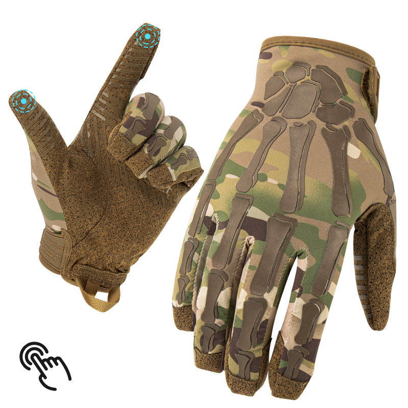 Outdoor Hunting Gloves - ถุงมือยุทธวิธีแบบเต็มนิ้ว รองรับการสัมผัสหน้าจอ กันลื่น ลายพราง สำหรับกิจกรรมกลางแจ้ง เช่น