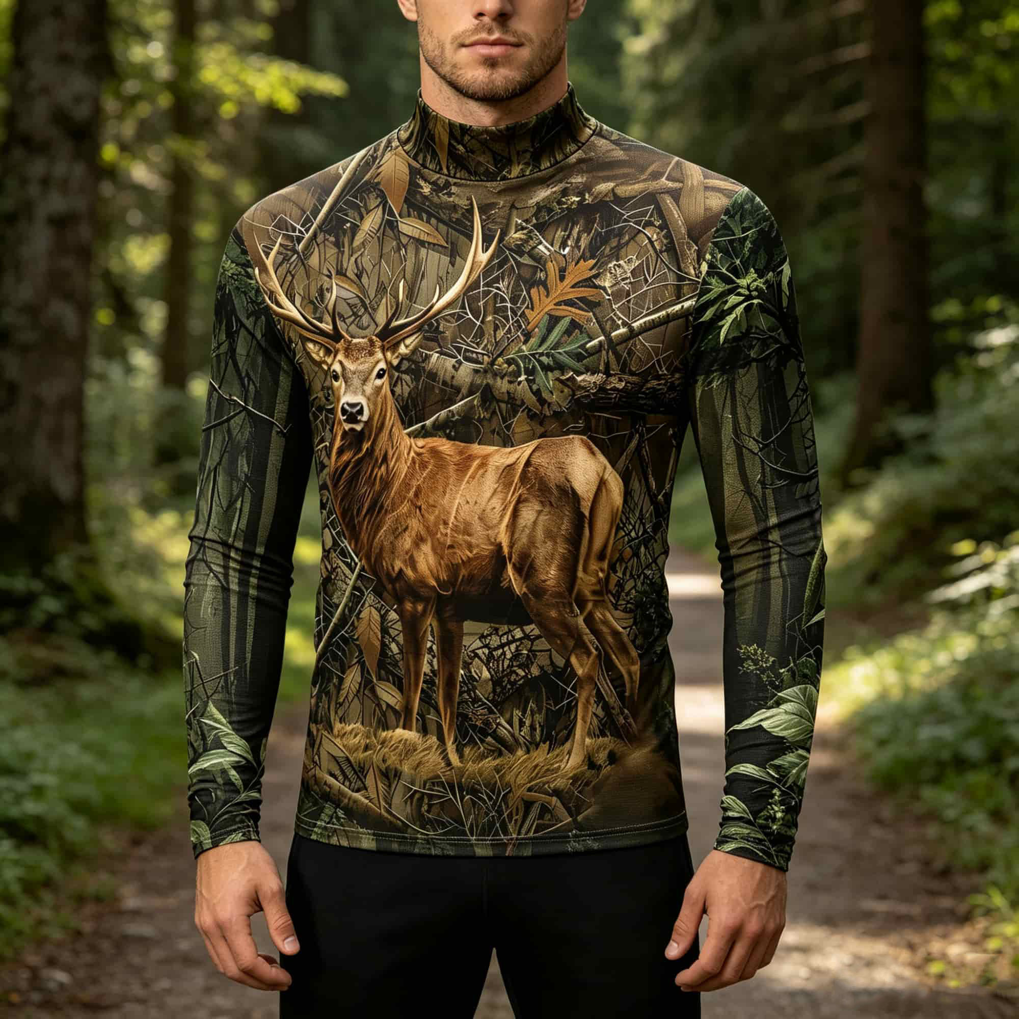 เสื้อยืดลำลองแขนยาวคอเต่าลายกร - Outdoor Hunting Graphic Tees บทวิจารณ์และราคา