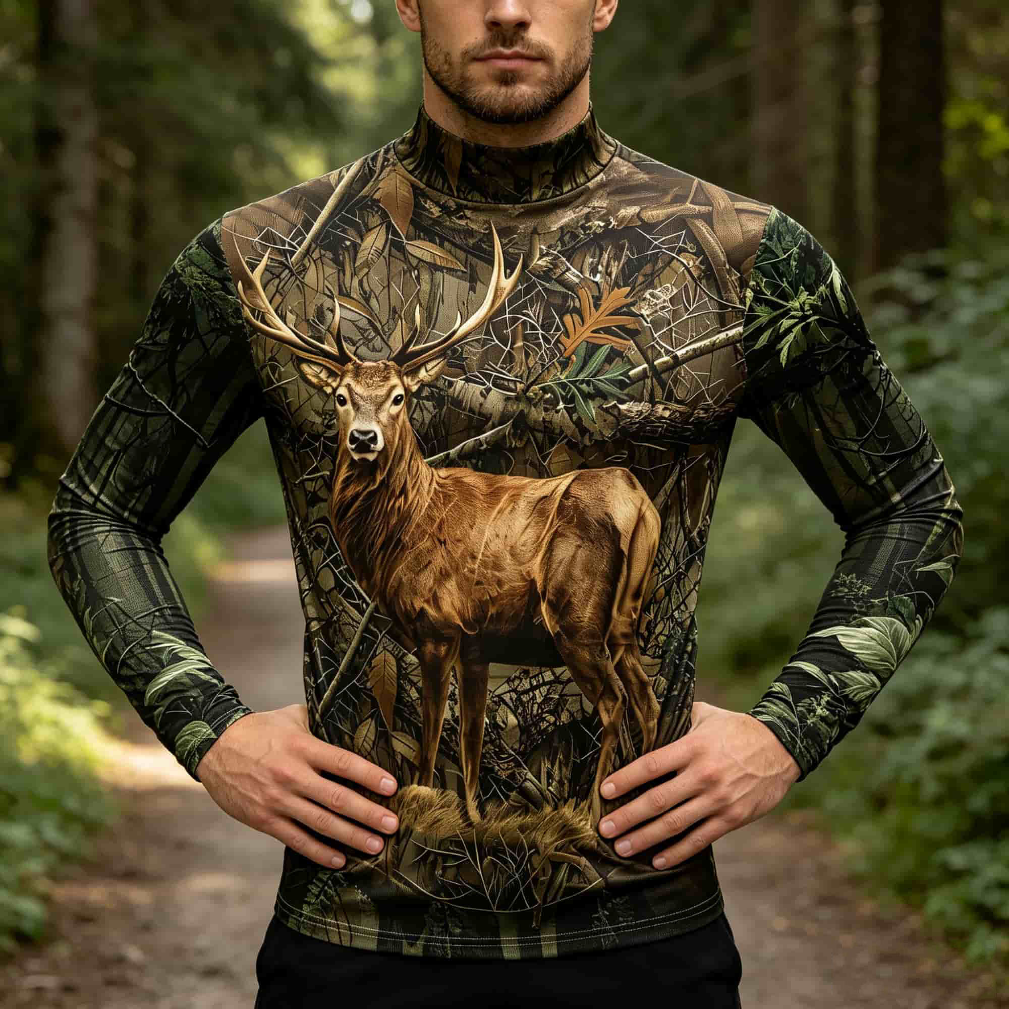 เสื้อยืดลำลองแขนยาวคอเต่าลายกร - Outdoor Hunting Graphic Tees บทวิจารณ์และราคา