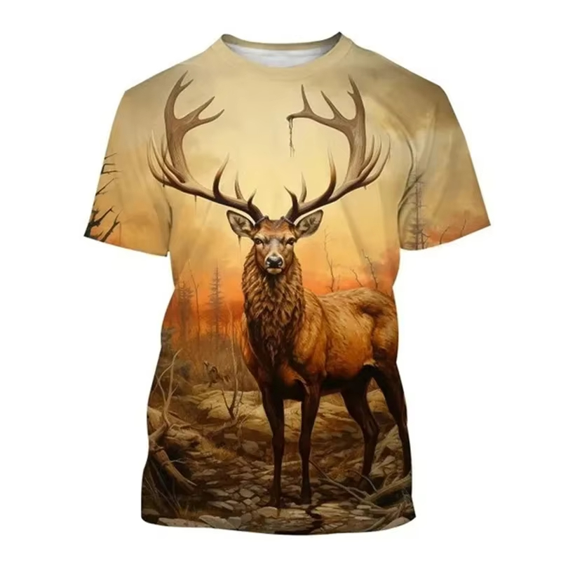 Deer 3D Printing T-shirt Funny - Outdoor Hunting Graphic Tees บทวิจารณ์และราคา