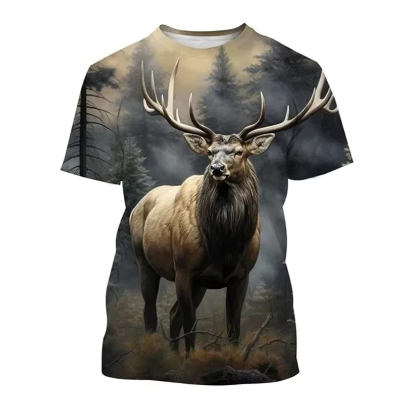 Deer 3D Printing T-shirt Funny - Outdoor Hunting Graphic Tees บทวิจารณ์และราคา