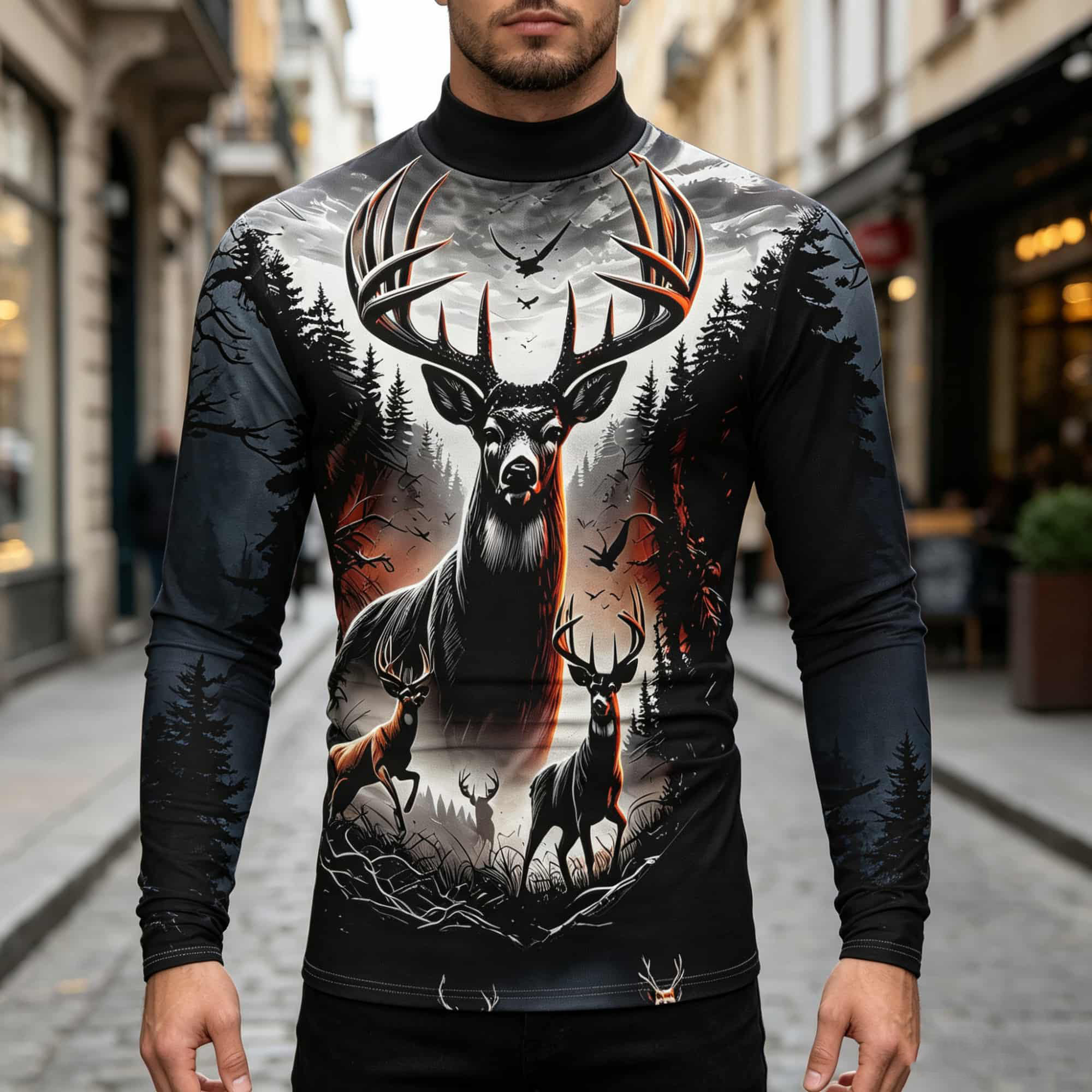 เสื้อเชิ้ตแขนยาวลายกราฟิกสไตล์ - Outdoor Hunting Graphic Tees บทวิจารณ์และราคา