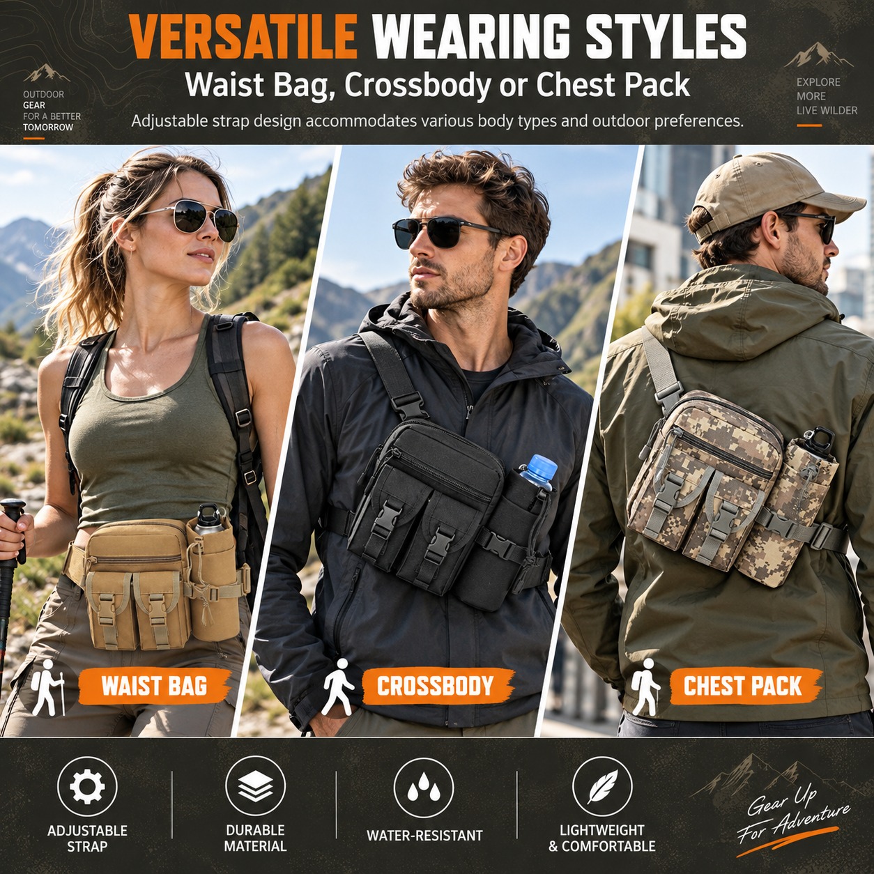 กระเป๋าคาดเอวอเนกประสงค์แบบยุท - Outdoor Hunting Packs บทวิจารณ์และราคา