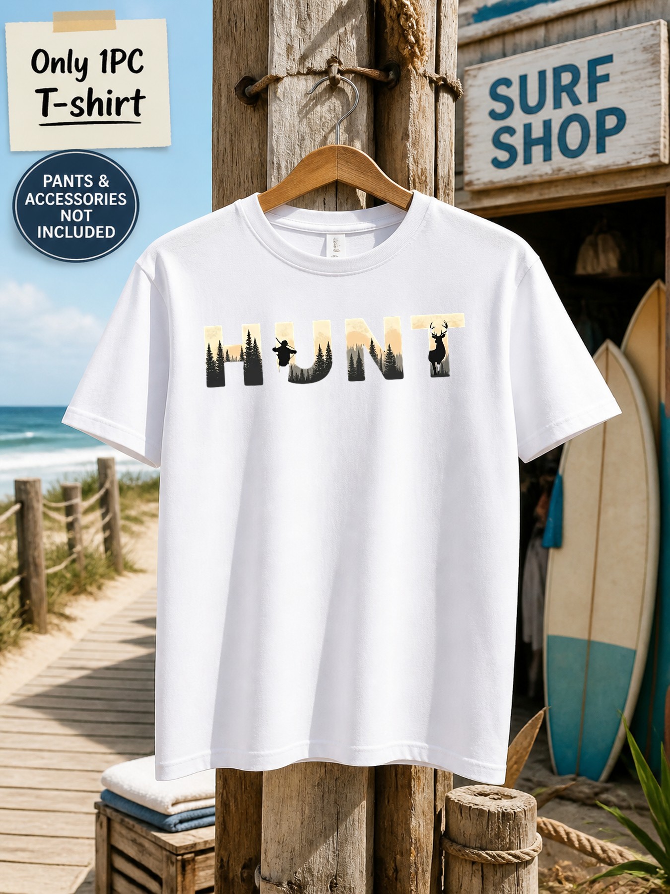 เสื้อยืดผู้ชายลายกราฟิก 1 ตัว  - Outdoor Hunting Graphic Tees บทวิจารณ์และราคา